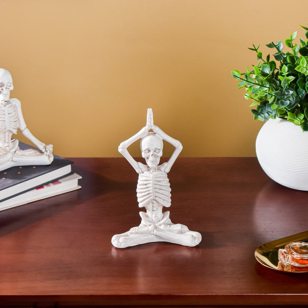 Yoga Skeleton Showpiece White Set Of 3