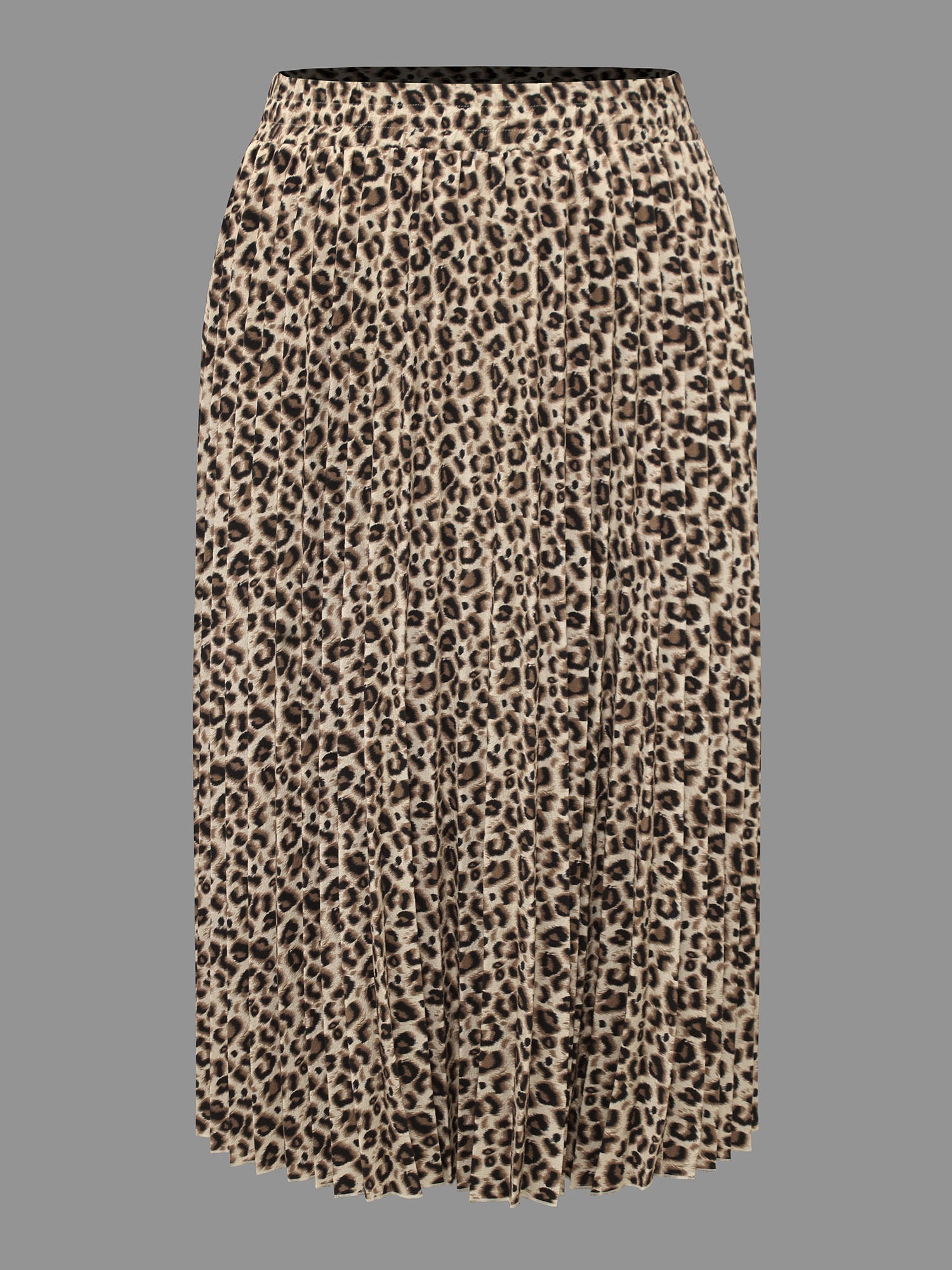 Leopard Print Pleated Elastic Waist Skirt