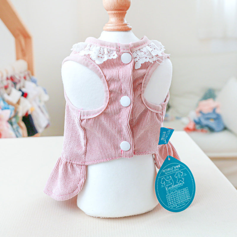 Rabbit Printed Lace Dog Harness Dress