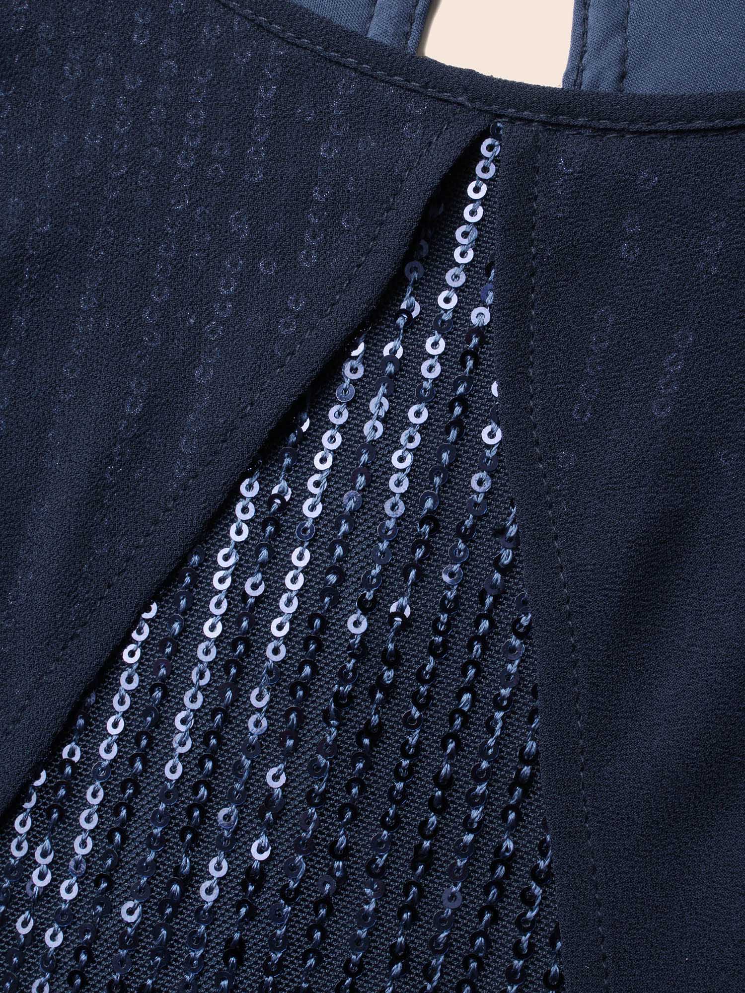 Sequin With Mesh Cape Dress