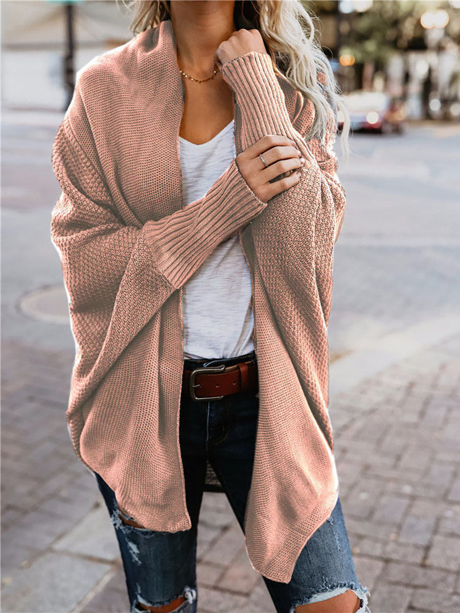 Bat sleeve plus size long knitted cardigan sweater13 colors