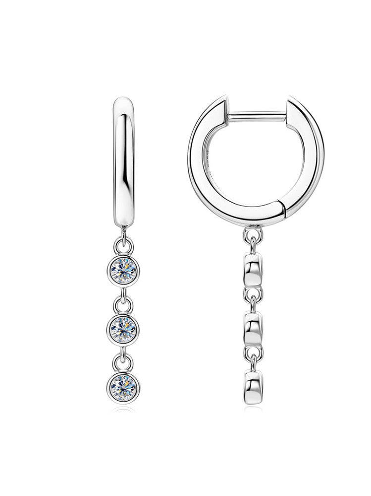 925 Sterling Silver Moissanite Drop Earrings