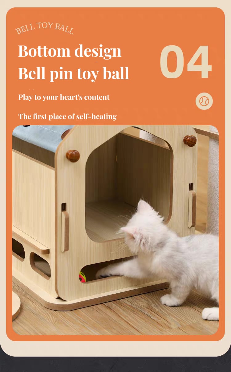 167cm Windmill Cat Tree | Comprehensive Space Capsule Wood Cat Towers