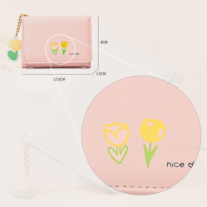 Tulip Flower Mini Trifold Wallet