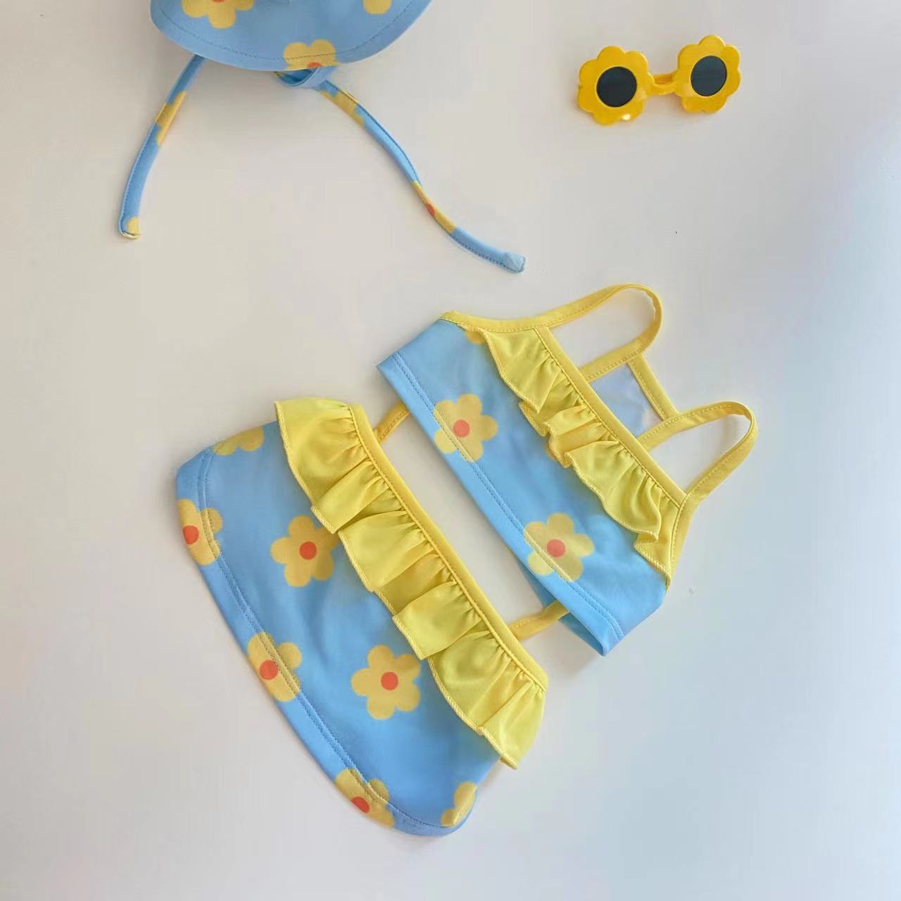 Summer Floral Dog Bikini with Hat