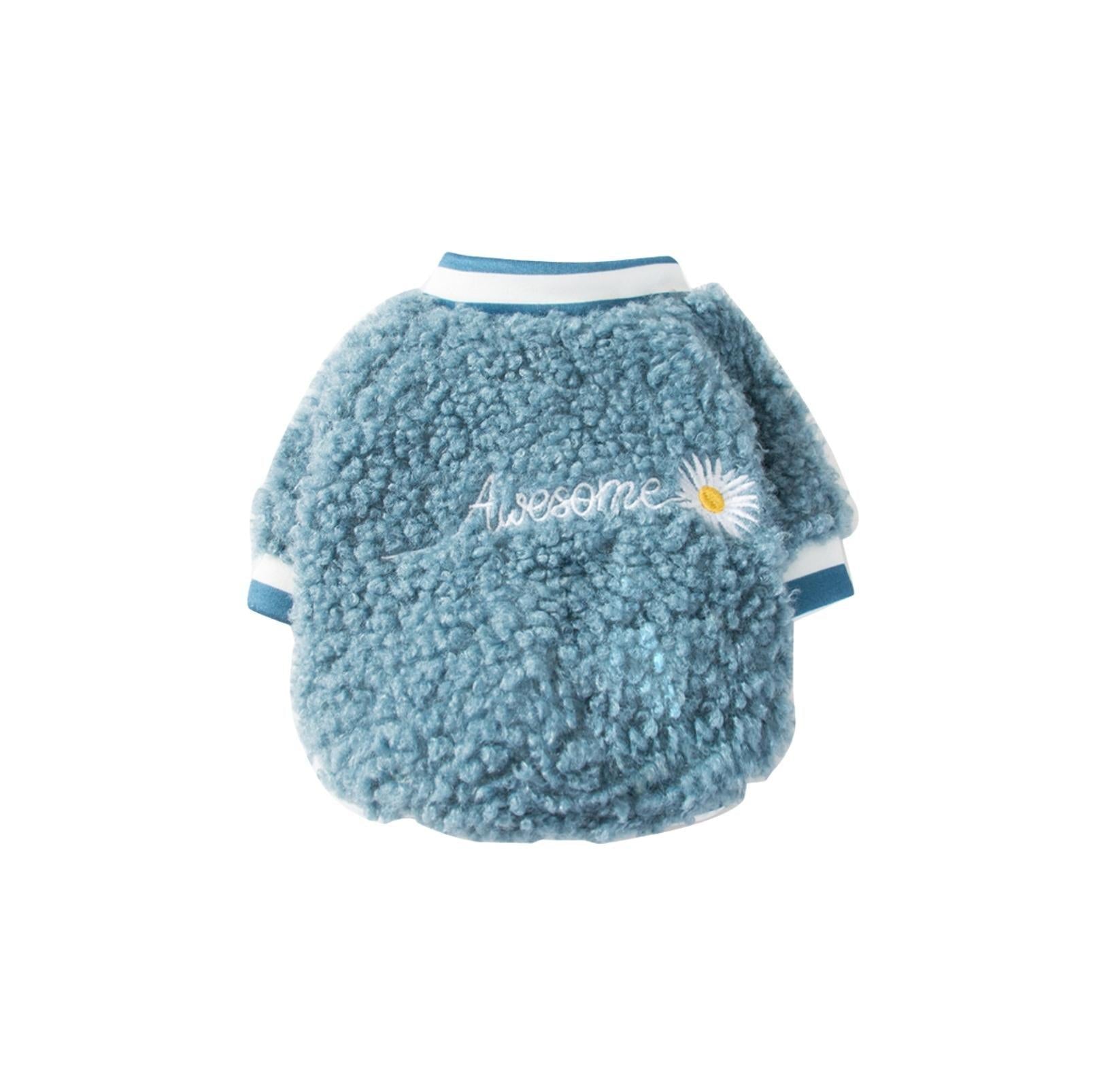 Daisy-Embroidered Wool Fleece Apparel for Dogs and Cats