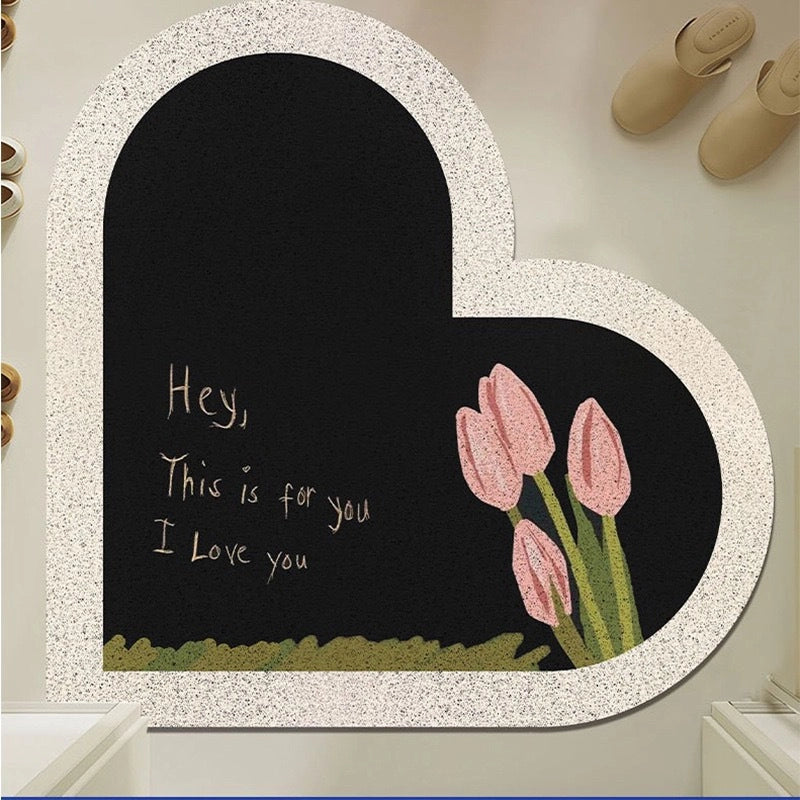 Casual Elegant Letter Heart Shape PVC Carpet Bathing