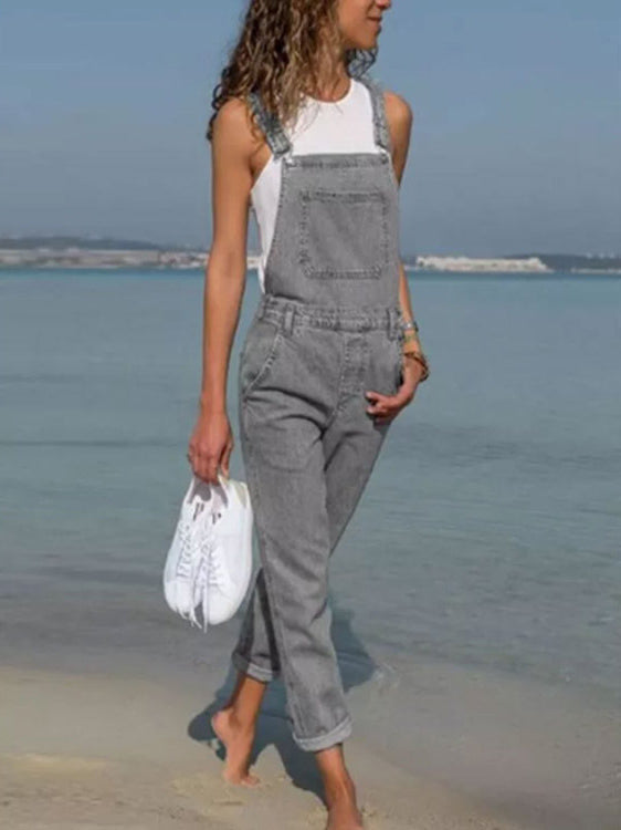 Plain Denim Jumpsuit
