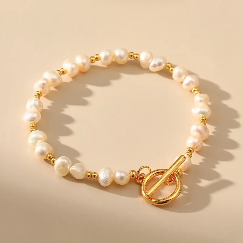 Boho Gold Accented Pearl Bracelets