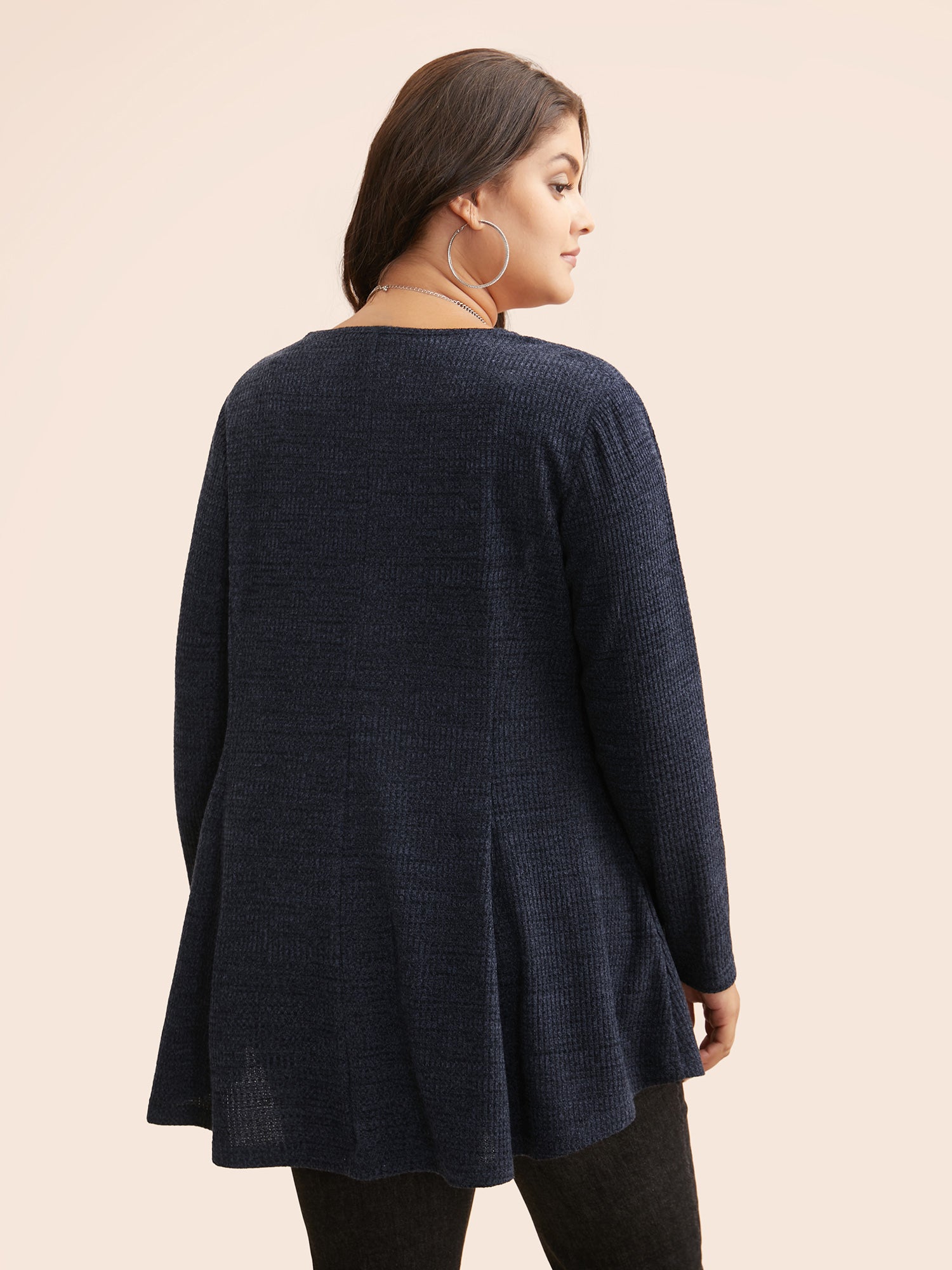 Solid Waffle Knit Pleated Jacket