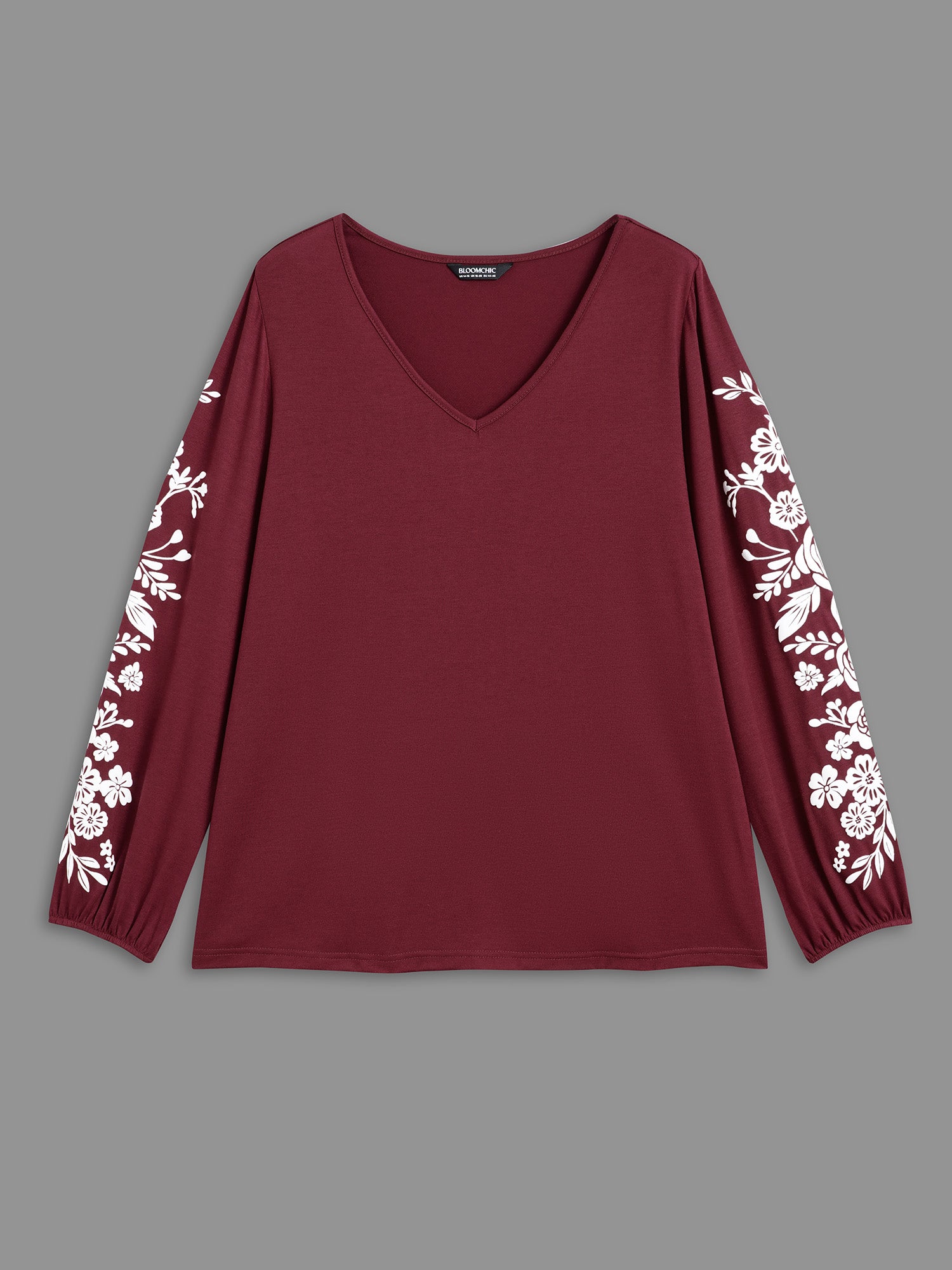 V Neck Silhouette Floral Print T-shirt