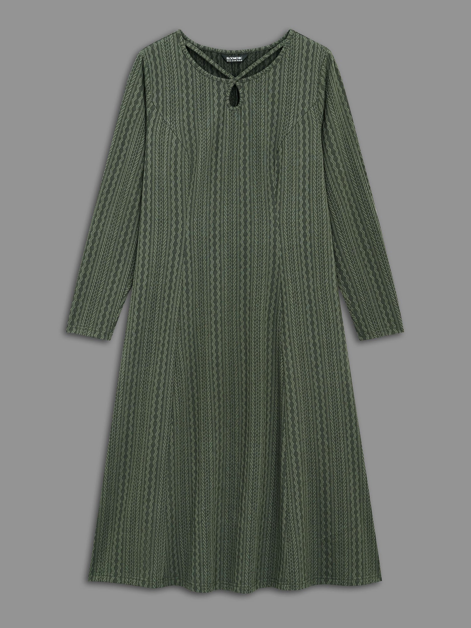 Plain Textured Keyhole Knit Dress