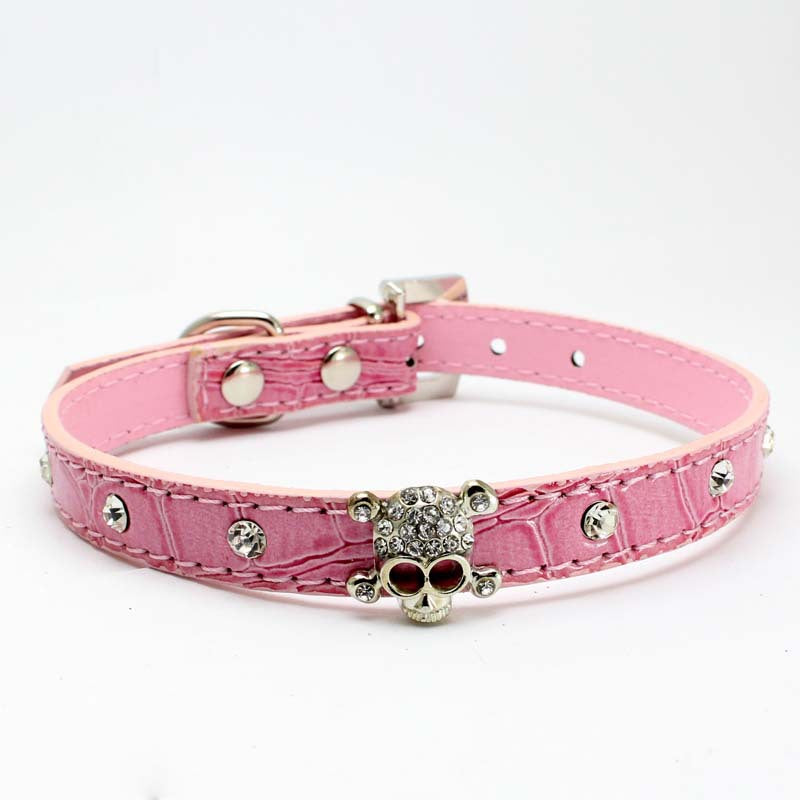 Rhinestone Skull Decor Dog Cat Collar