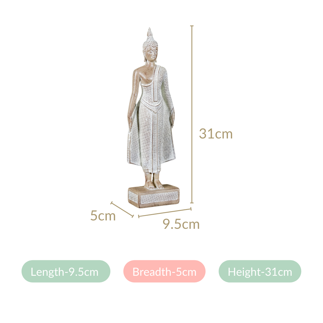 Standing Buddha Decor Statue Small 12 Inch