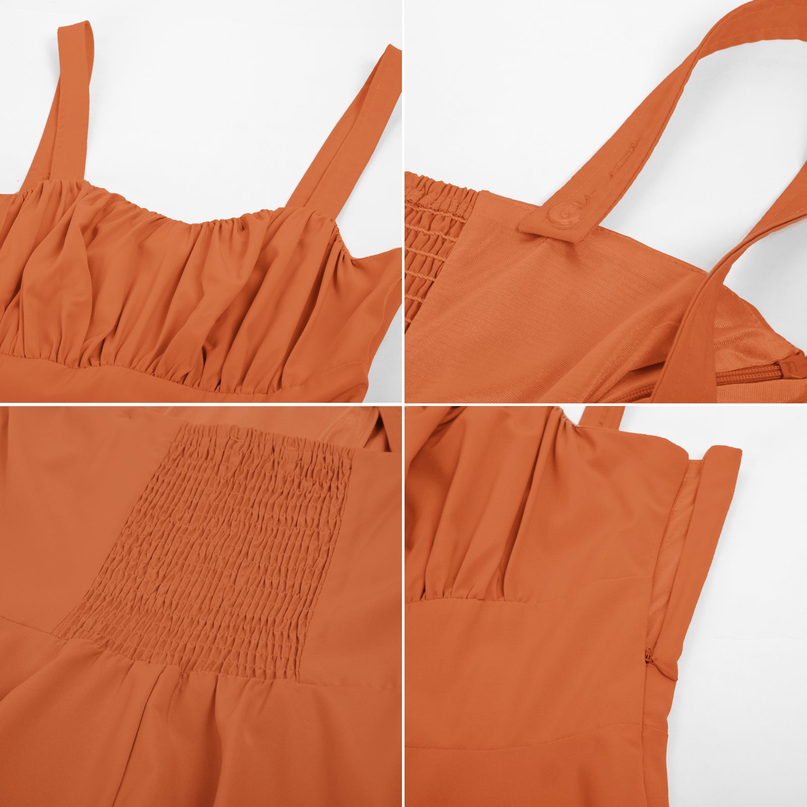 Vintage Solid Color Two-Way Defined Waist Dress Ruched Bodice Flared A-Line Dress