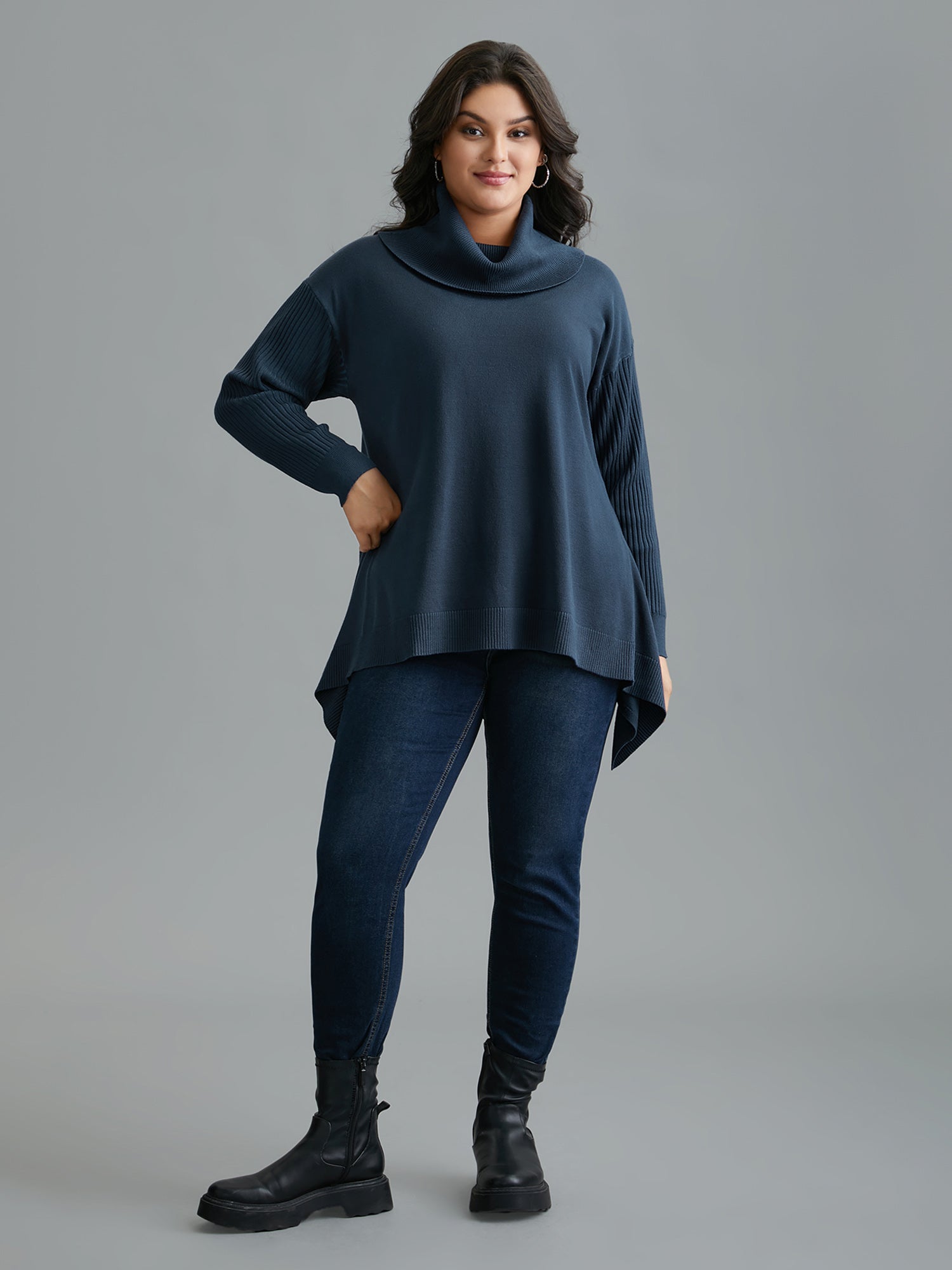 Supersoft Essentials Textured Drop Shoulder Turtleneck Pullover