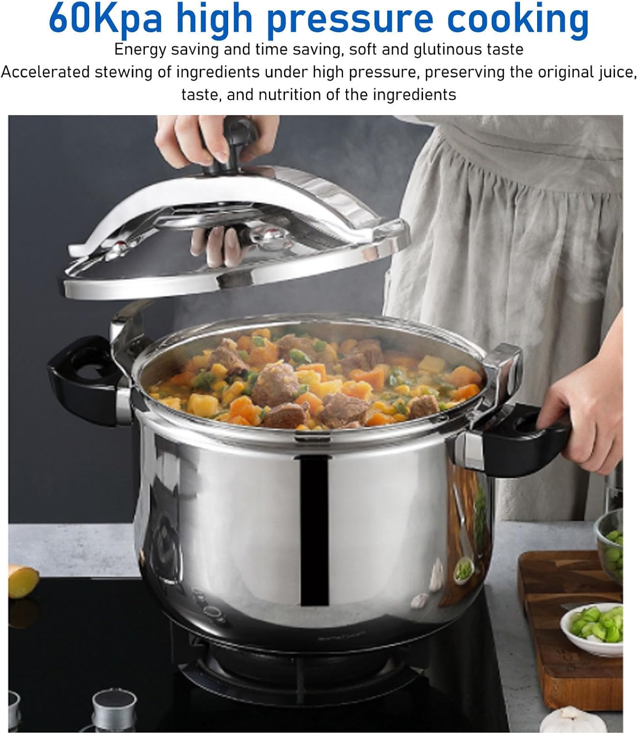 Pressure Cookers, Stainless Steel Pressure Cooker Slow Cooker High Speed Stove Top Pressure Cooker Instant Fast Cooking Pot (7L)