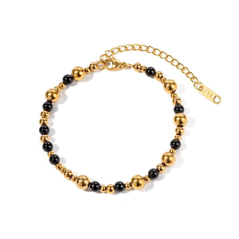 Vintage Inspired Contrast Gold Bead Bracelet and Necklace Set