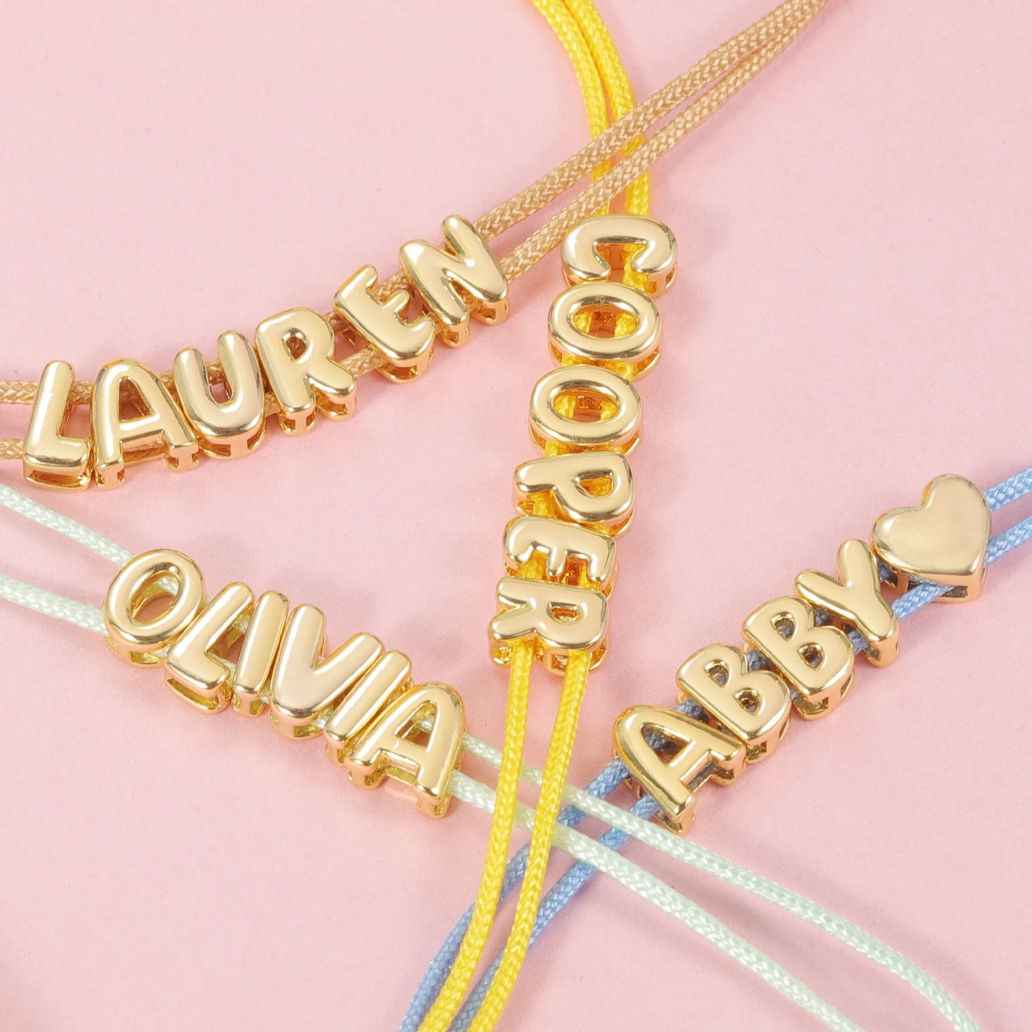 Personalized Bubble Name Layered Rope Bracelet