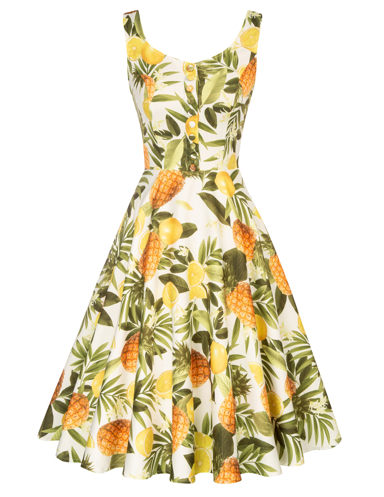 1950s Vintage Sleeveless Printed A-Line Dress