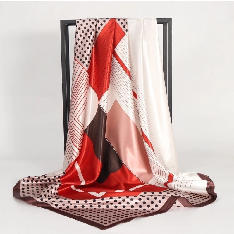 Women's Retro Streetwear Stripe Polka Dots Satin Printing Silk Scarf