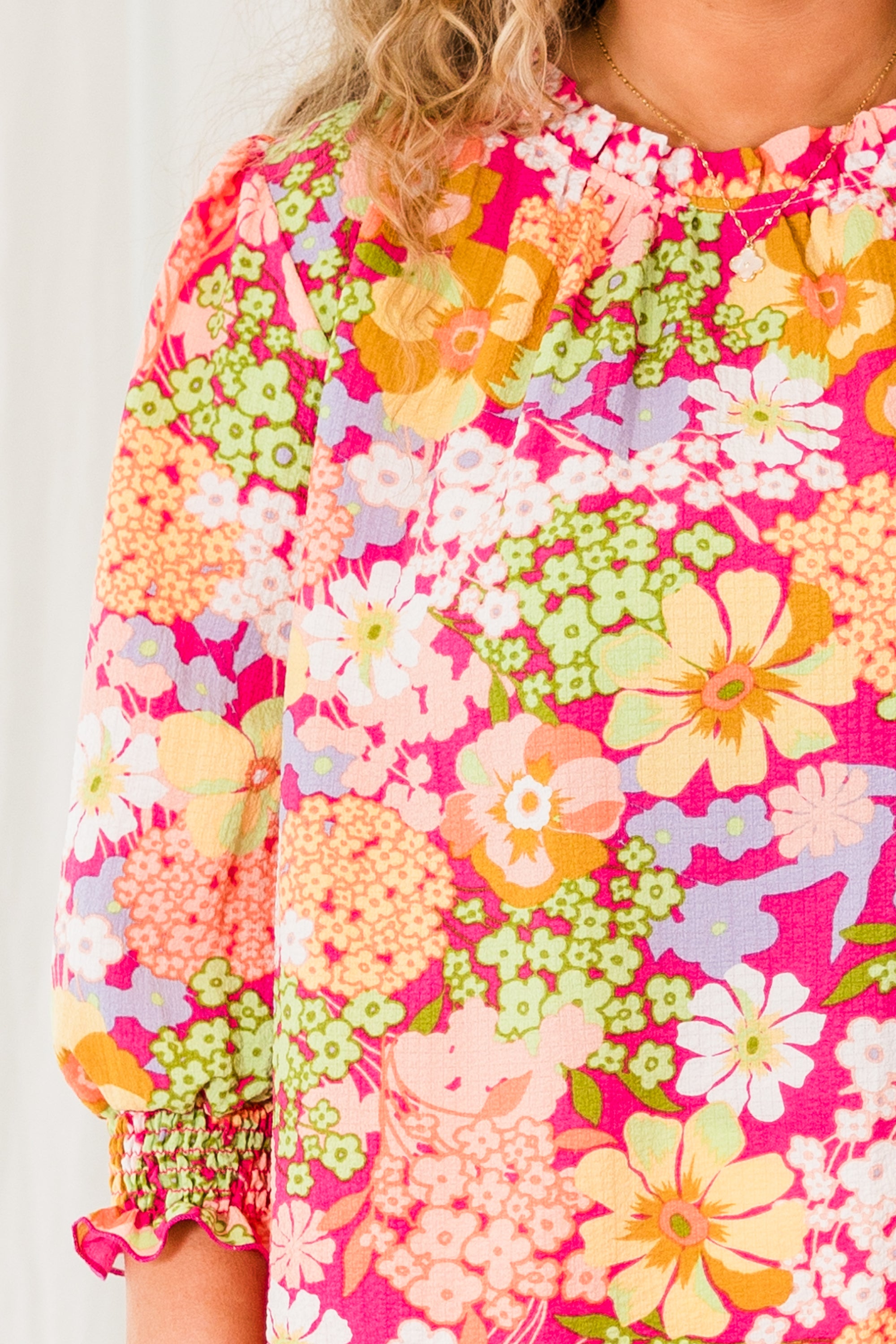 Fight For Floral Top. Fuchsia