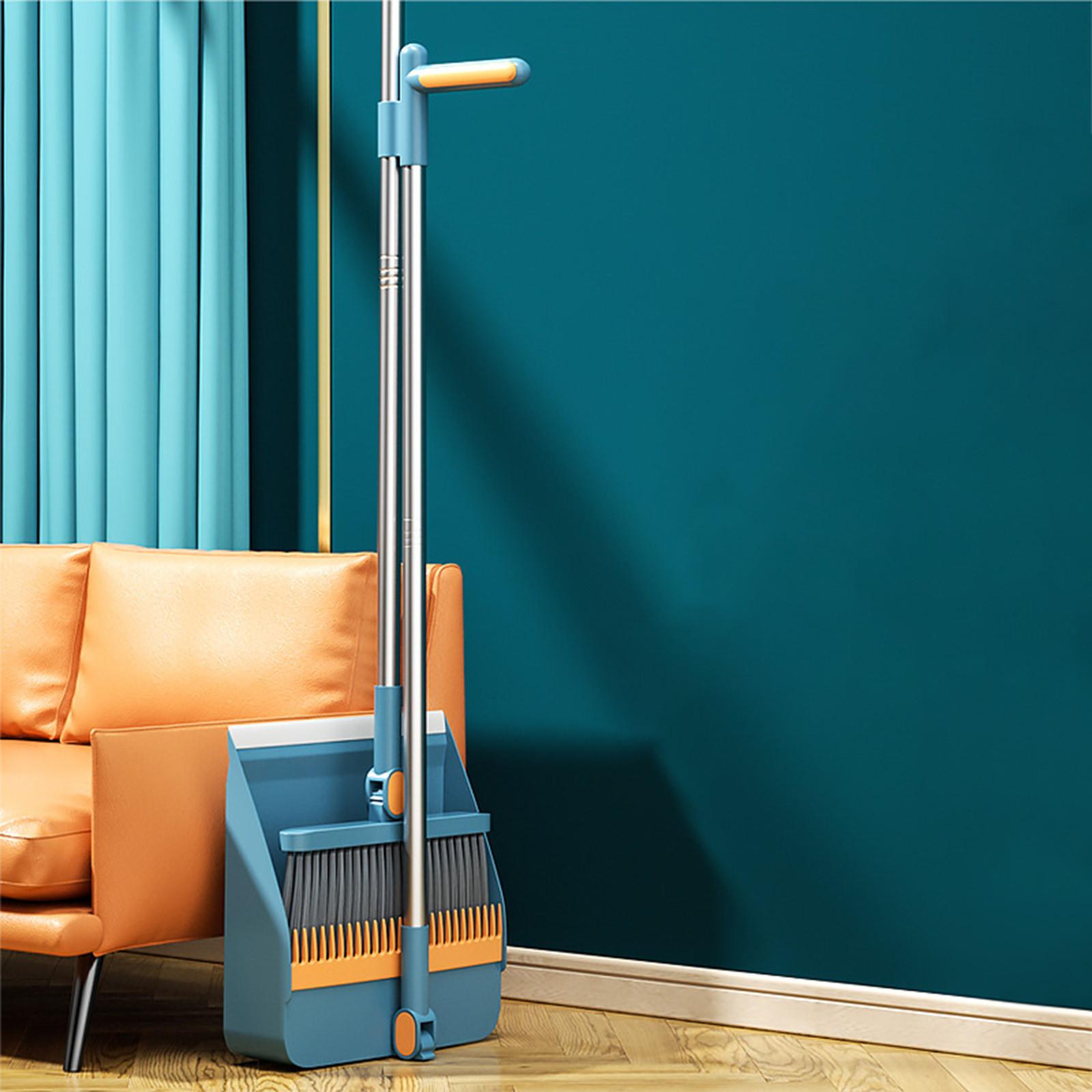 Brooms Wiith Dustpan Set 180° Rotatable Standing Brooms And Dustpan Set With Scraping Teeth