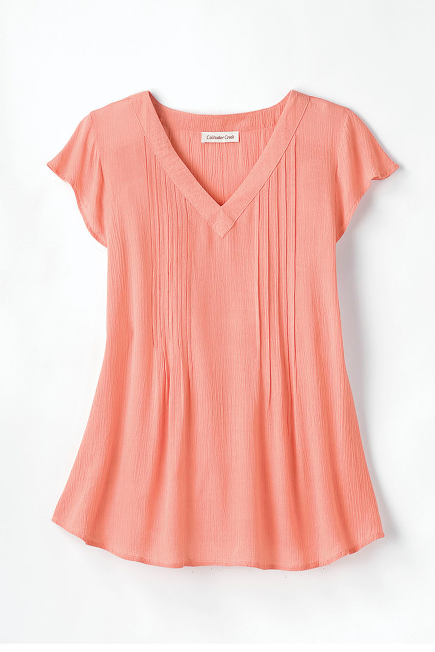 Solstice Tuck-and-Release Cap-Sleeve Blouse