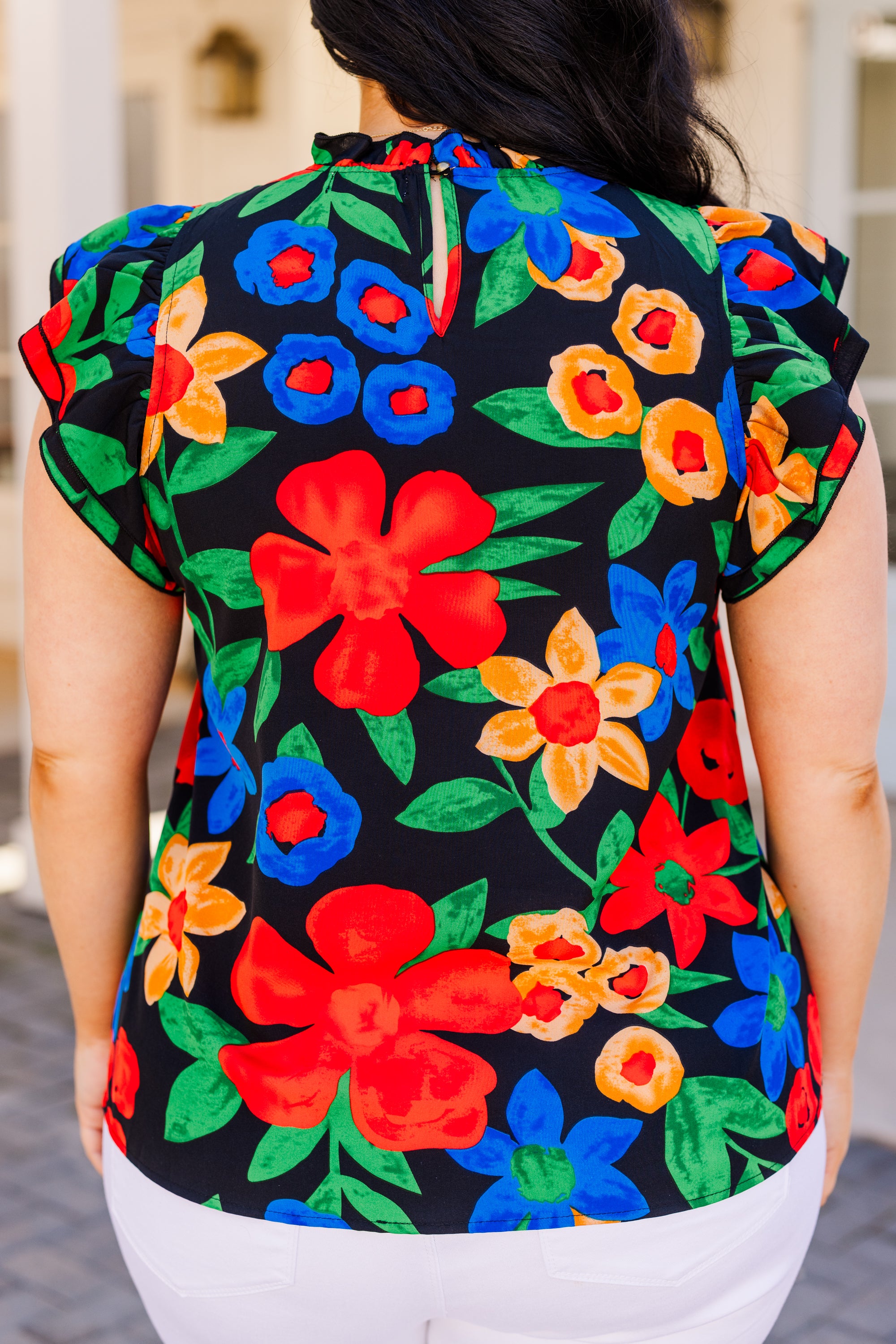 Be In A Flutter Top. Black