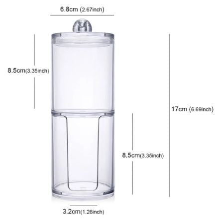 Two-Layer Acrylic Cotton & Pad Box Organizer Transparent Round Container