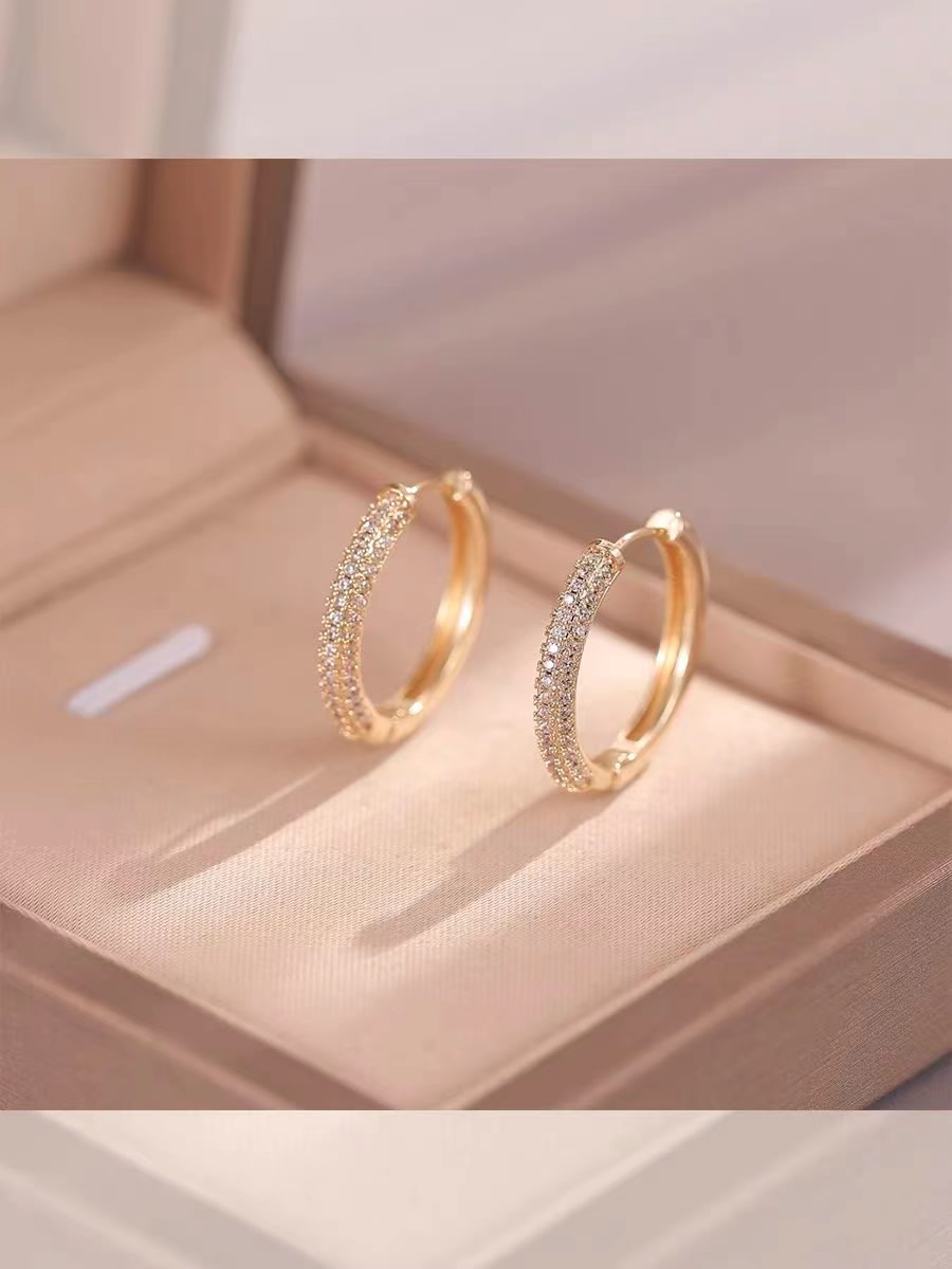 925 Sterling Silver Cubic Zirconia Hoop Earrings