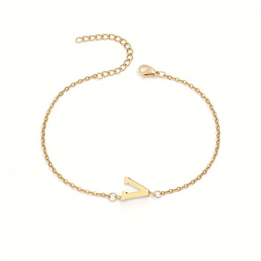 Dainty Feminine Letter Initial Chain Bracelet