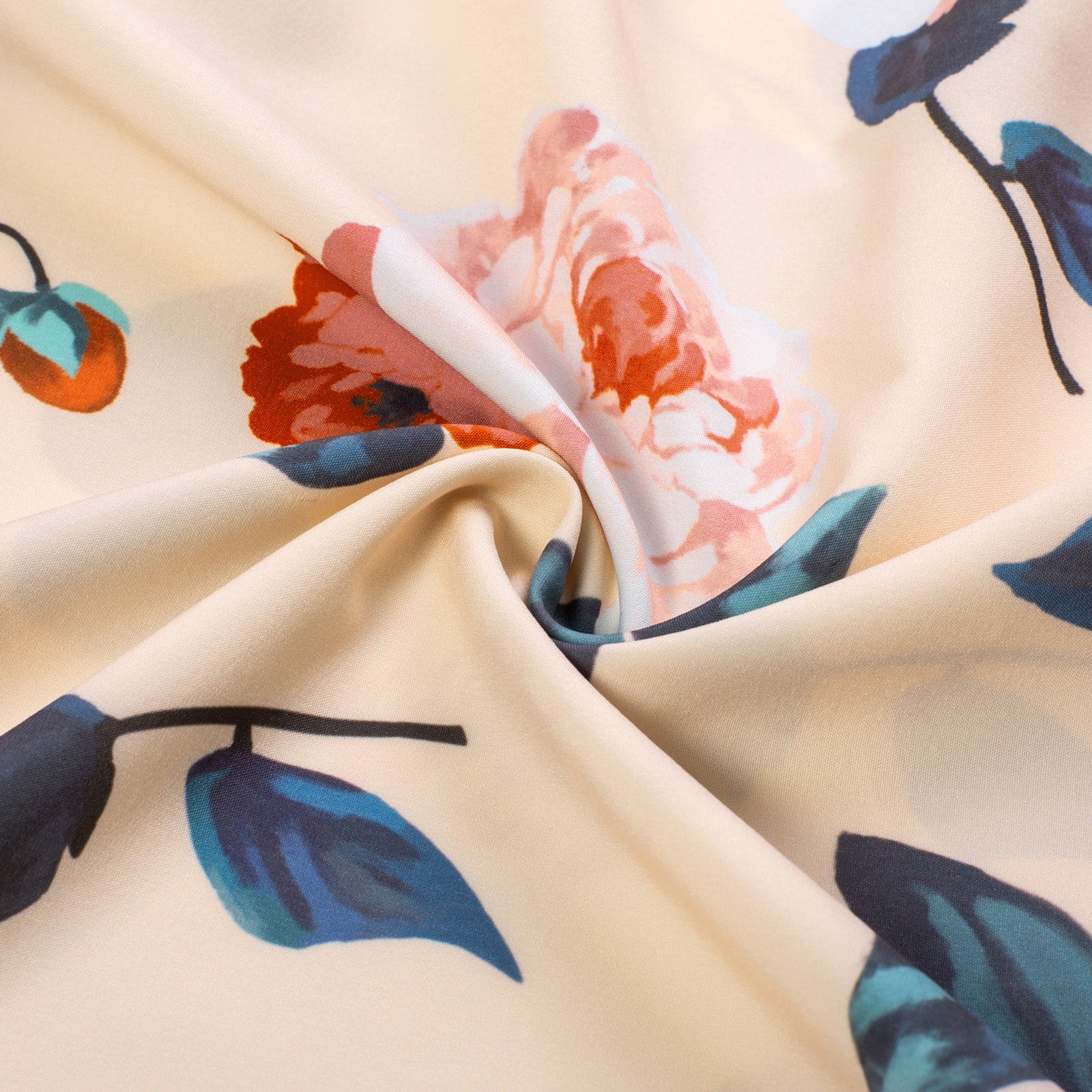 Buttons Decorated Elastic Waist High Waist Floral Printed Swing A-Line Skirt