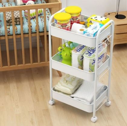 Mobile Storage Rack Trolley Kitchen Bathroom Bedroom Multi Storey Snacks Storage Rack With Wheels