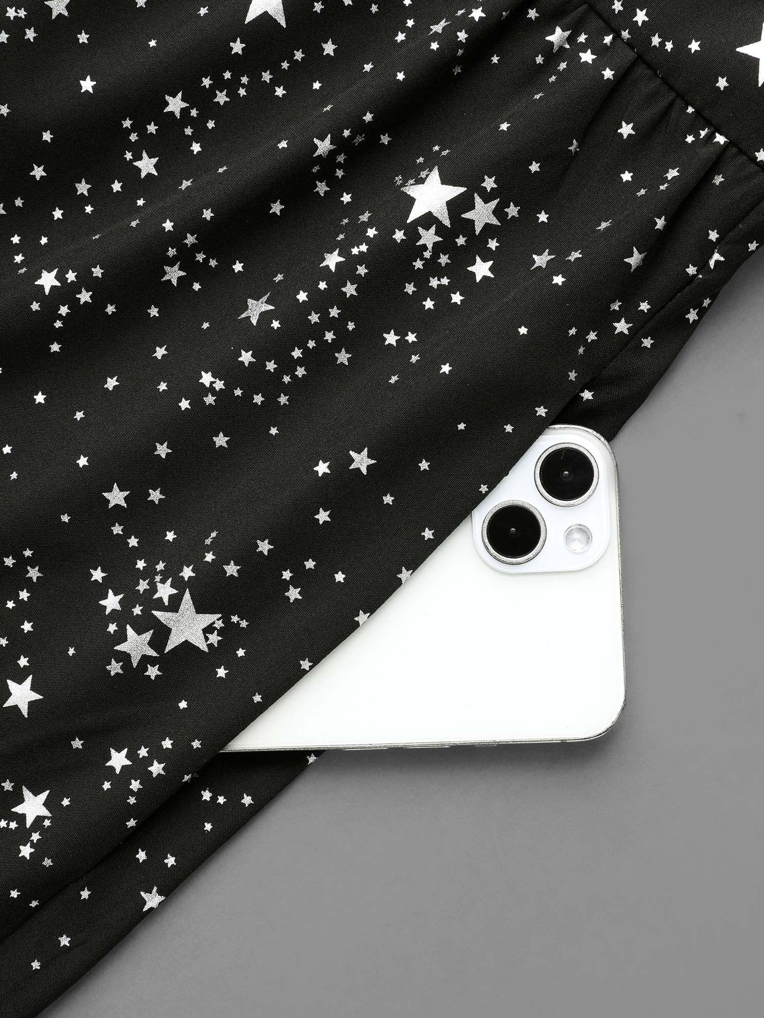 Glitter Star Flutter Sleeve Chiffon Dress