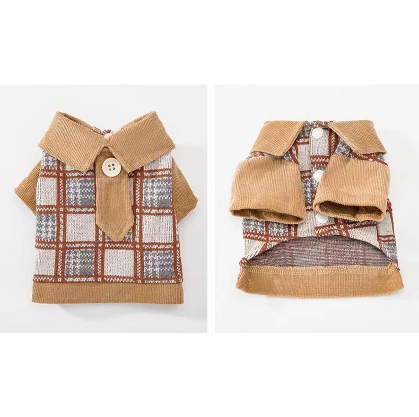 College-Style Knitted Polo Pet Shirt