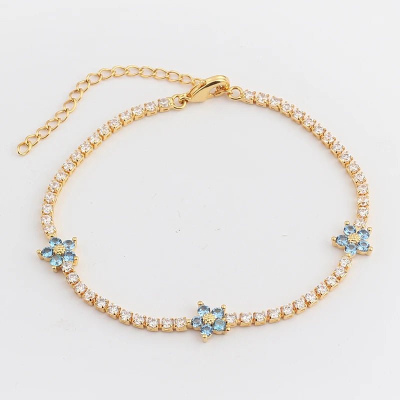 Dainty Diamond Floral Bracelets and Earrings