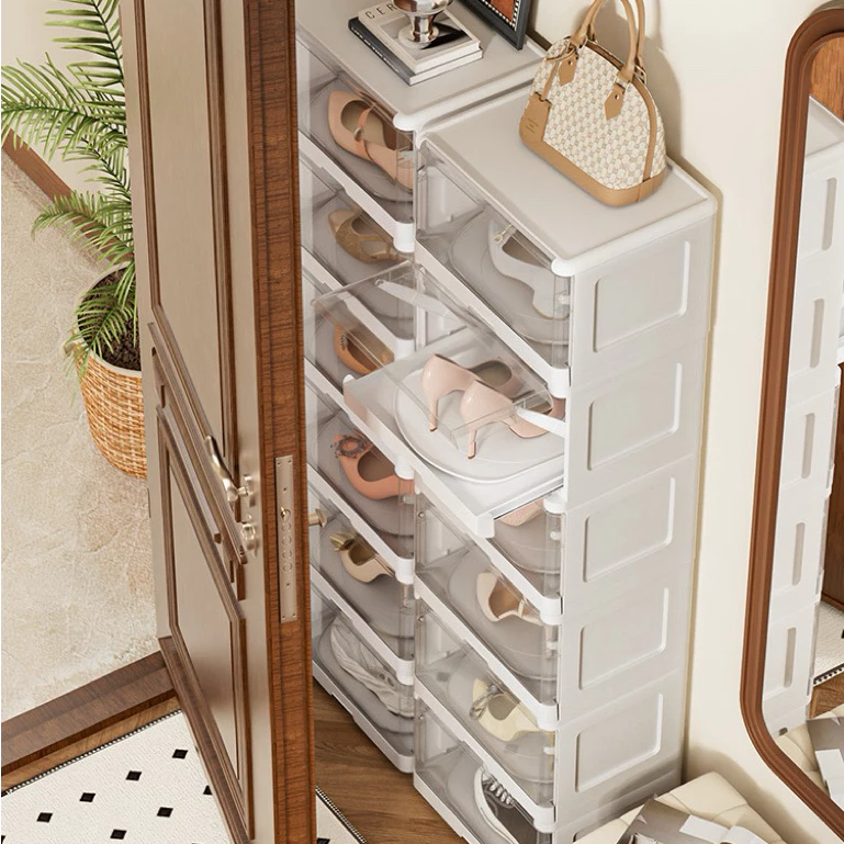 Transparent Drawer-Style Rotating Shoe Storage Box