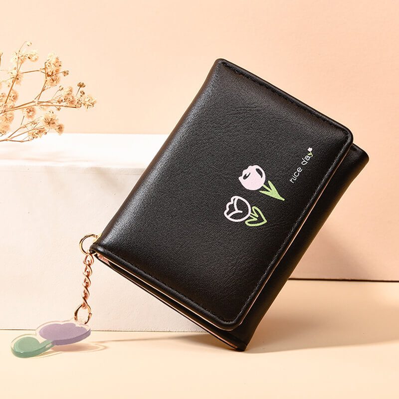 Tulip Flower Mini Trifold Wallet