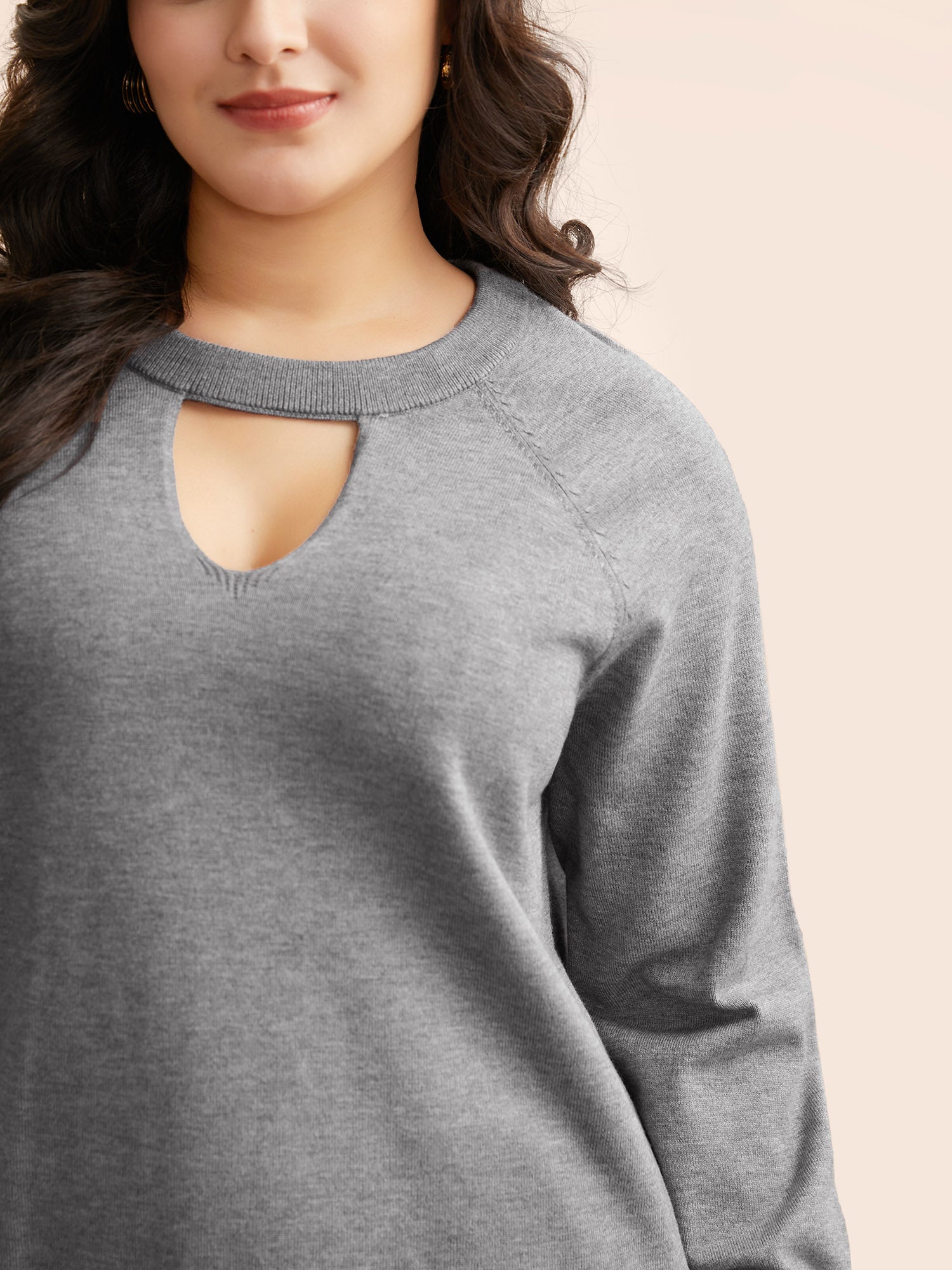 Plain Keyhole Puff Sleeve Pullover