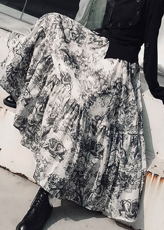 White animal print Patchwork vacation Skirts Spring