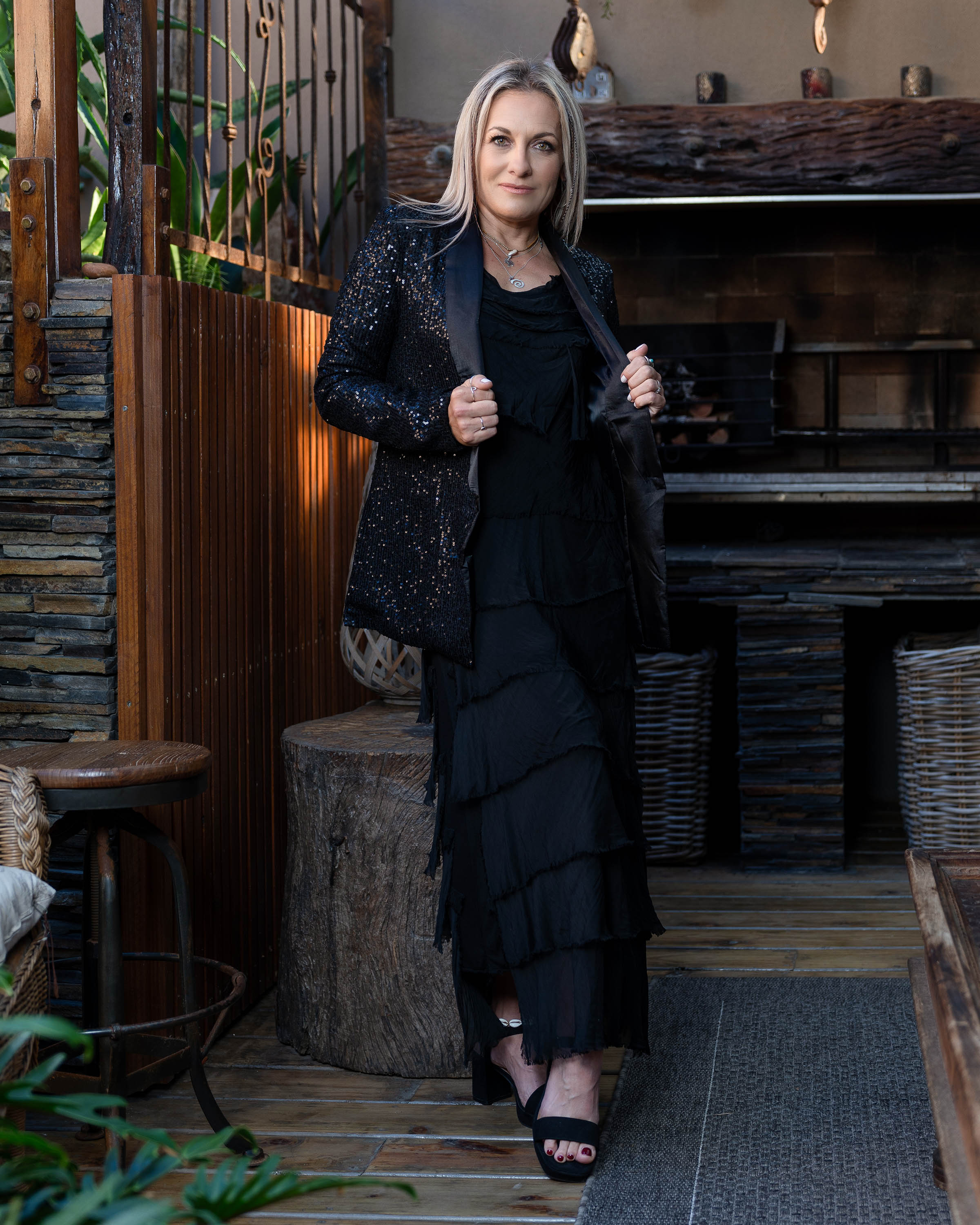 Whimsical Fringe Maxi Dress | Black