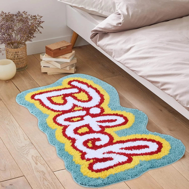 Casual Cute Letter Imitation Cashmere Carpet Bathing