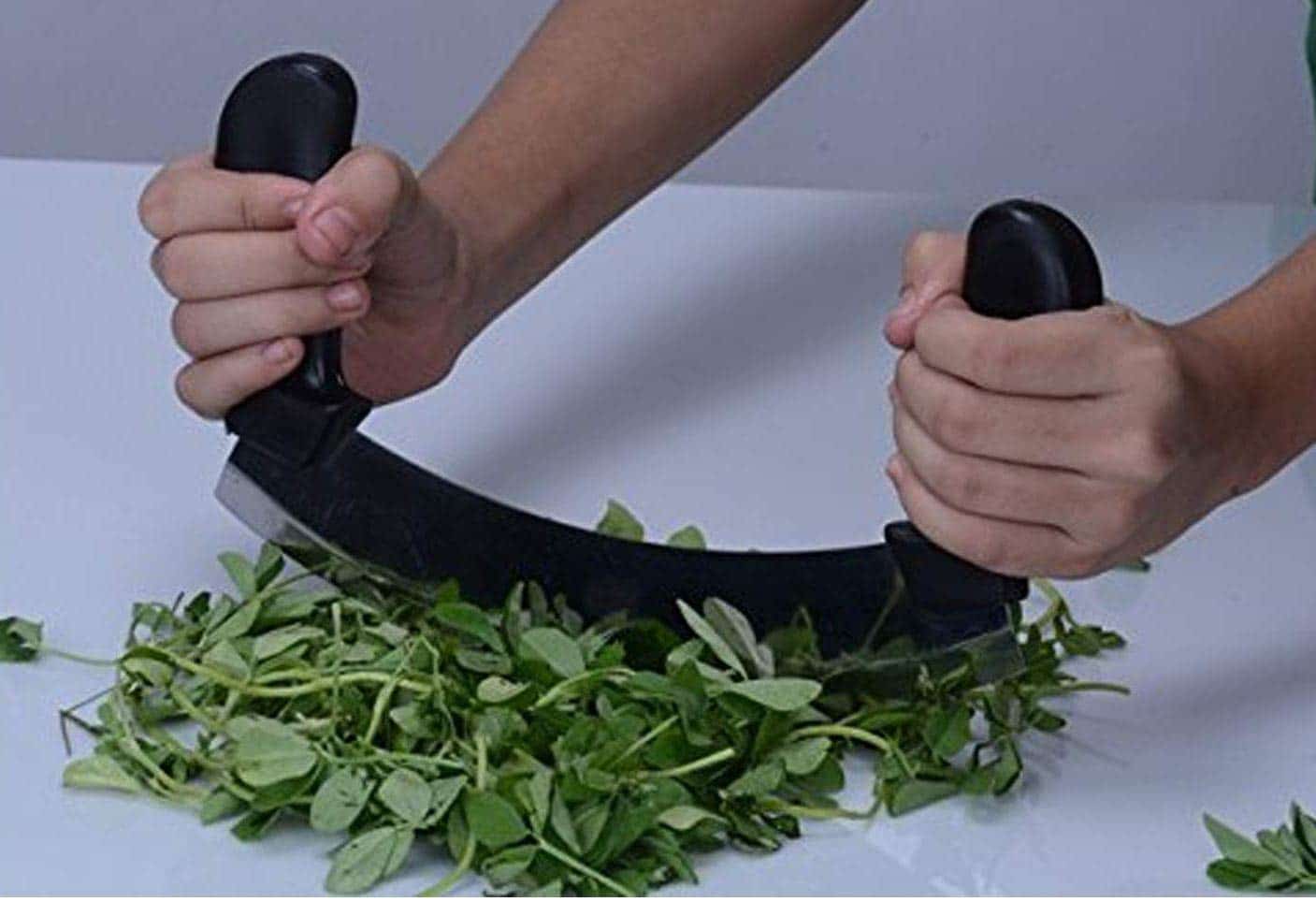 Half Moon Knife. Stainless Steel Knife. Mezzaluna Chopper