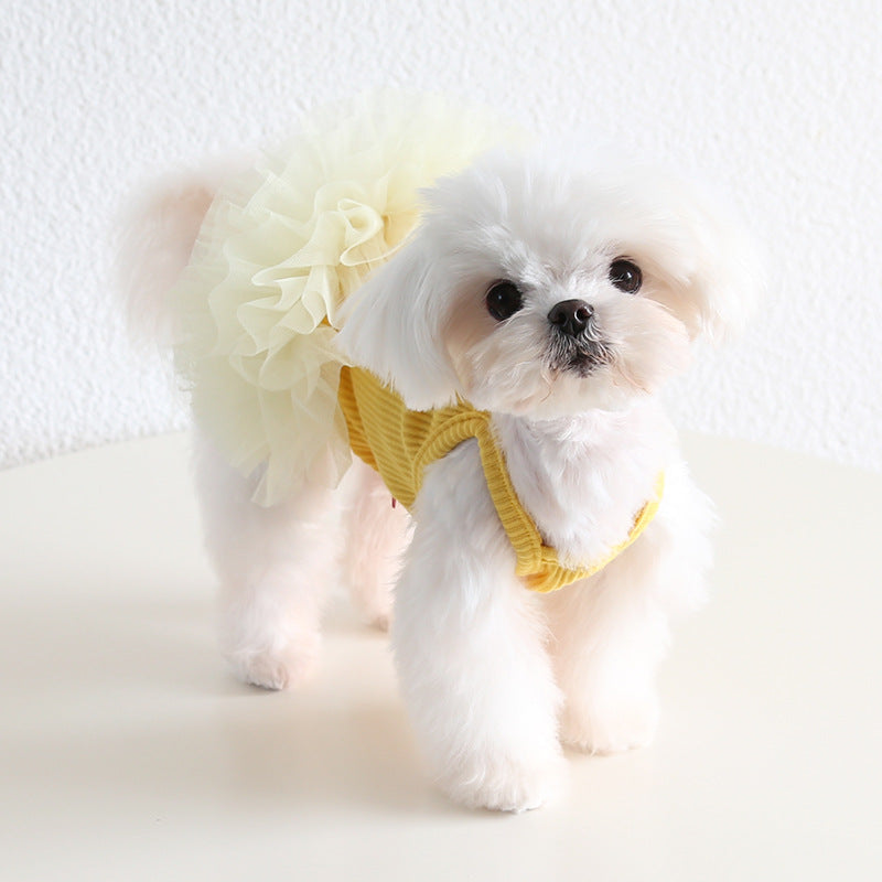 Multi-color Cotton Dog Cat Lace Dress