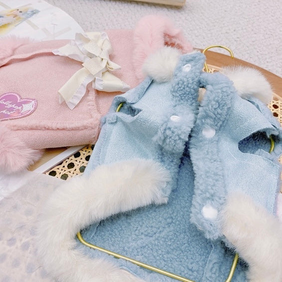 Suede Leather Fleece Collar Dog Jacket