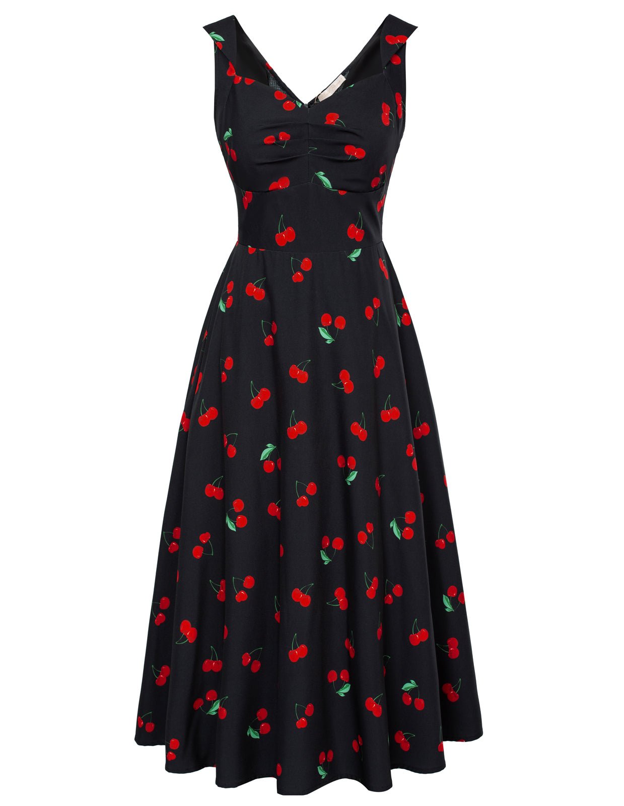 Vintage Floral Patterns 1950s Cocktail Swing Dresses Summer Square Neck Sleeveless A-Line Midi Dress with Pockets