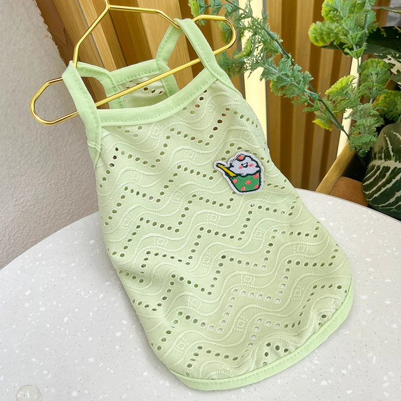 Spring And Summer Puppy Clothes Simple Sling Thin Breathable Small Dog Two-legged Pet Cat Clothes