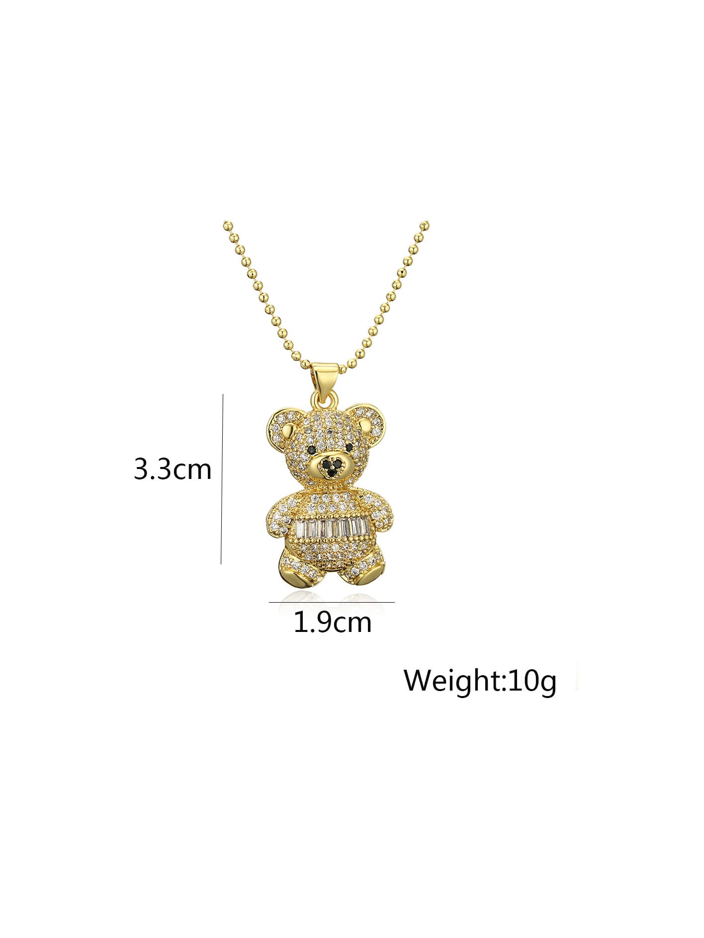 Cubic Zirconia Bear Pendant & Chain