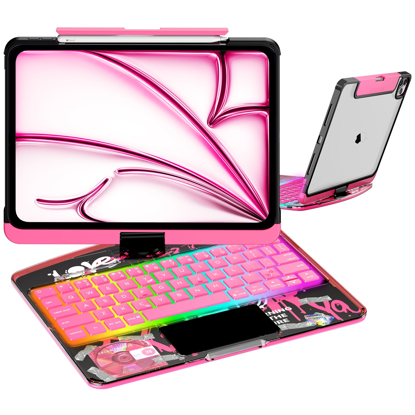 Transparent  iPad keyboard case 360° transparent iPad keyboard